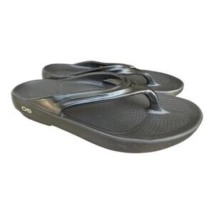 OOFOS OOlala Black Recovery Slide Sandal Women Size 9